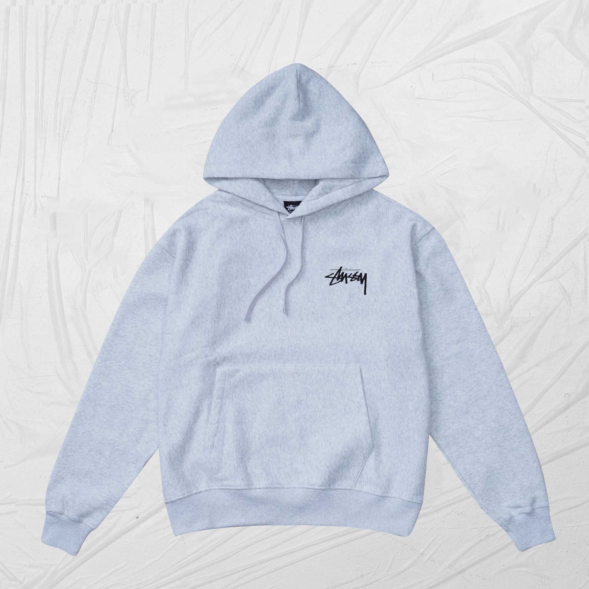 STUSSY PLUSH HOODIE - ASH HEATHER