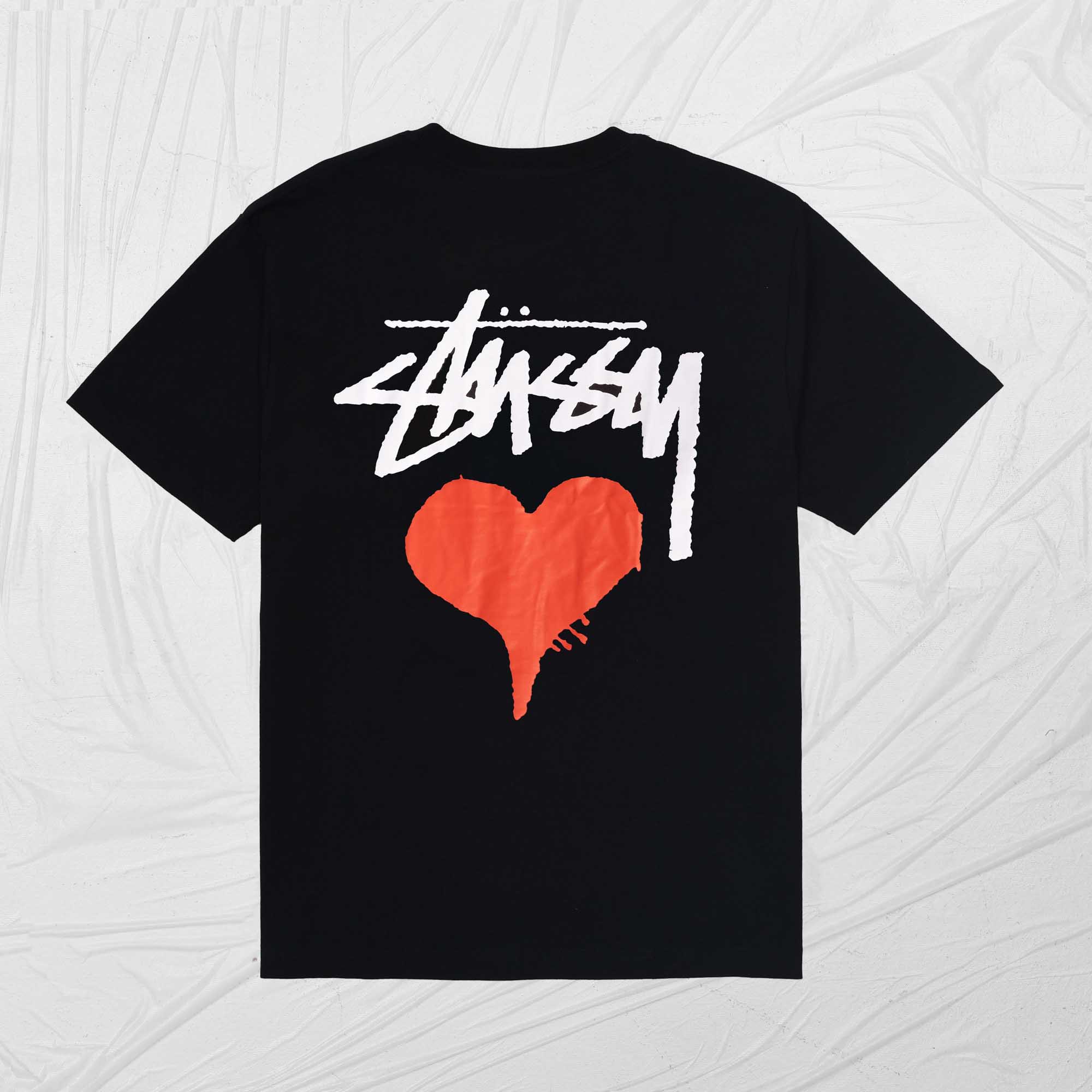 STUSSY STOCK HEART TEE - BLACK