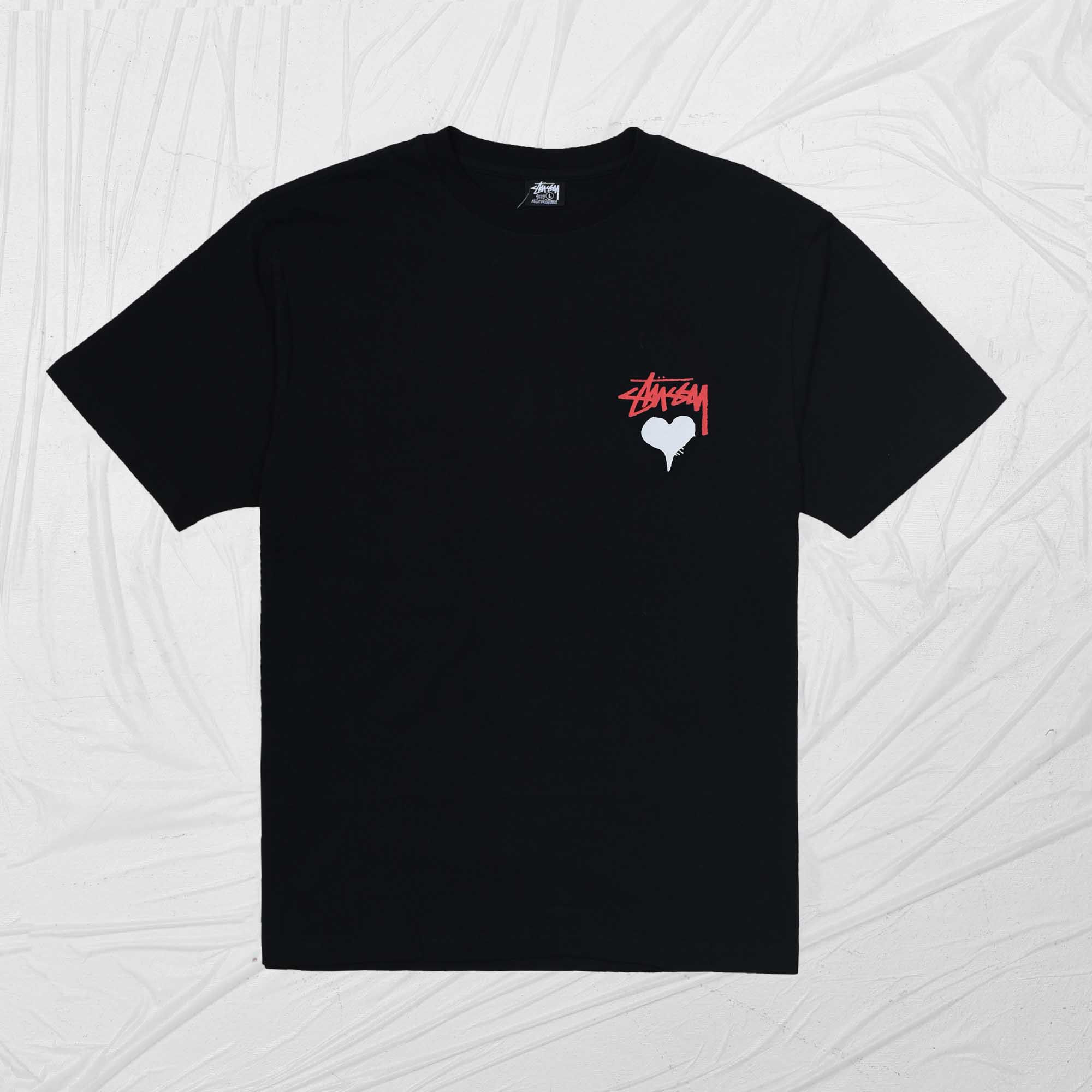 STUSSY STOCK HEART TEE - BLACK