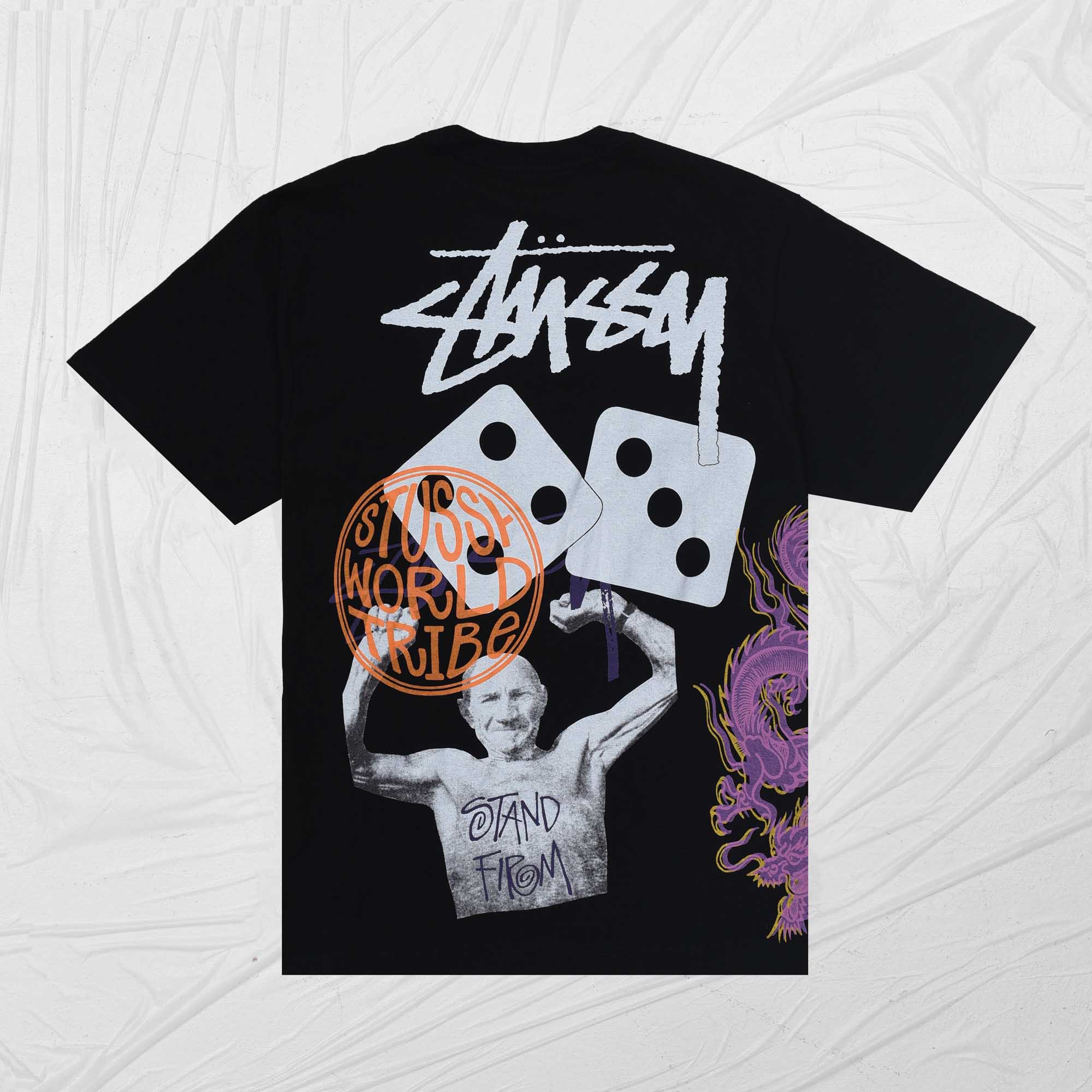 STUSSY STRIKE DYED TEE - BLACK