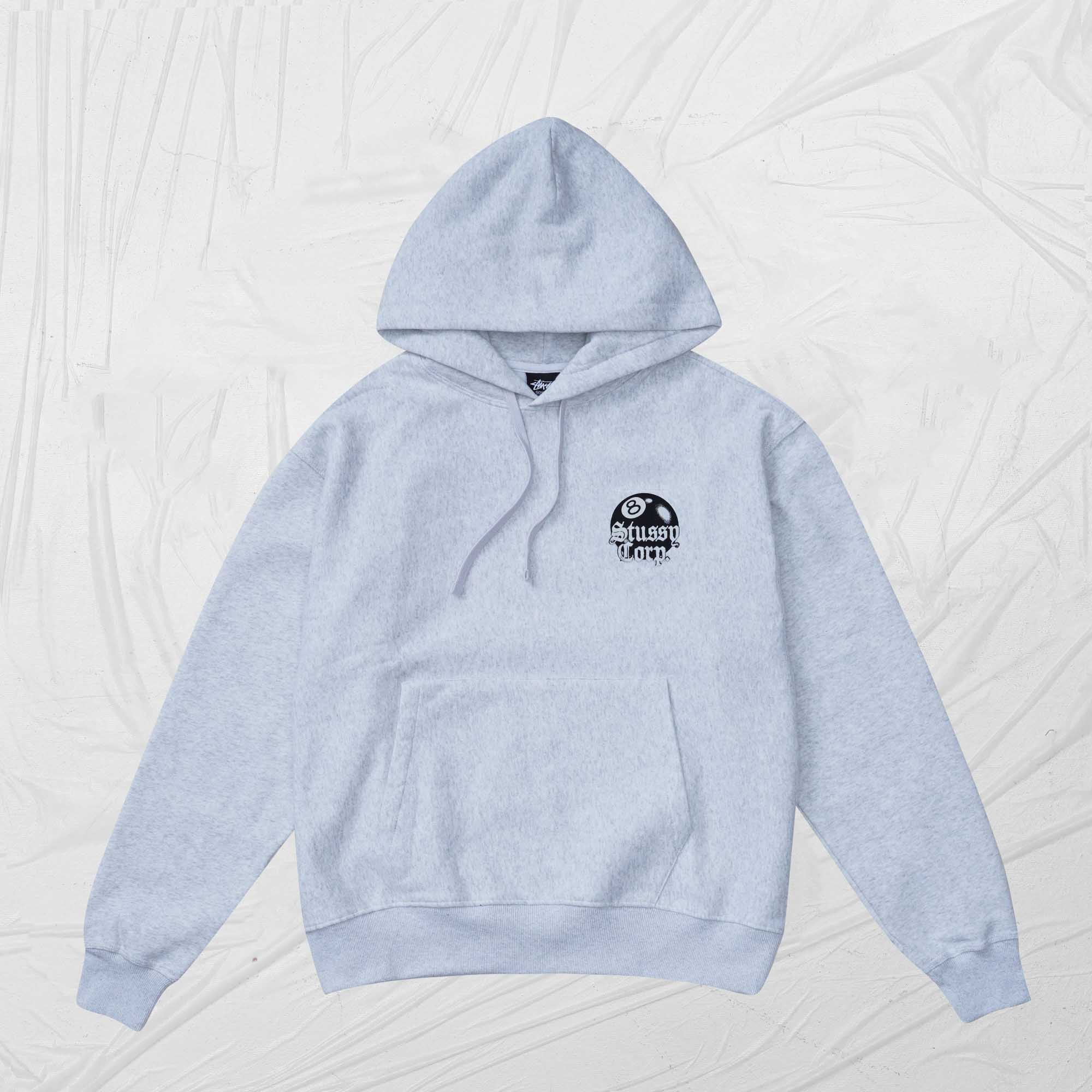 STUSSY 8BALL CORP HOODIE - ASH HEATHER