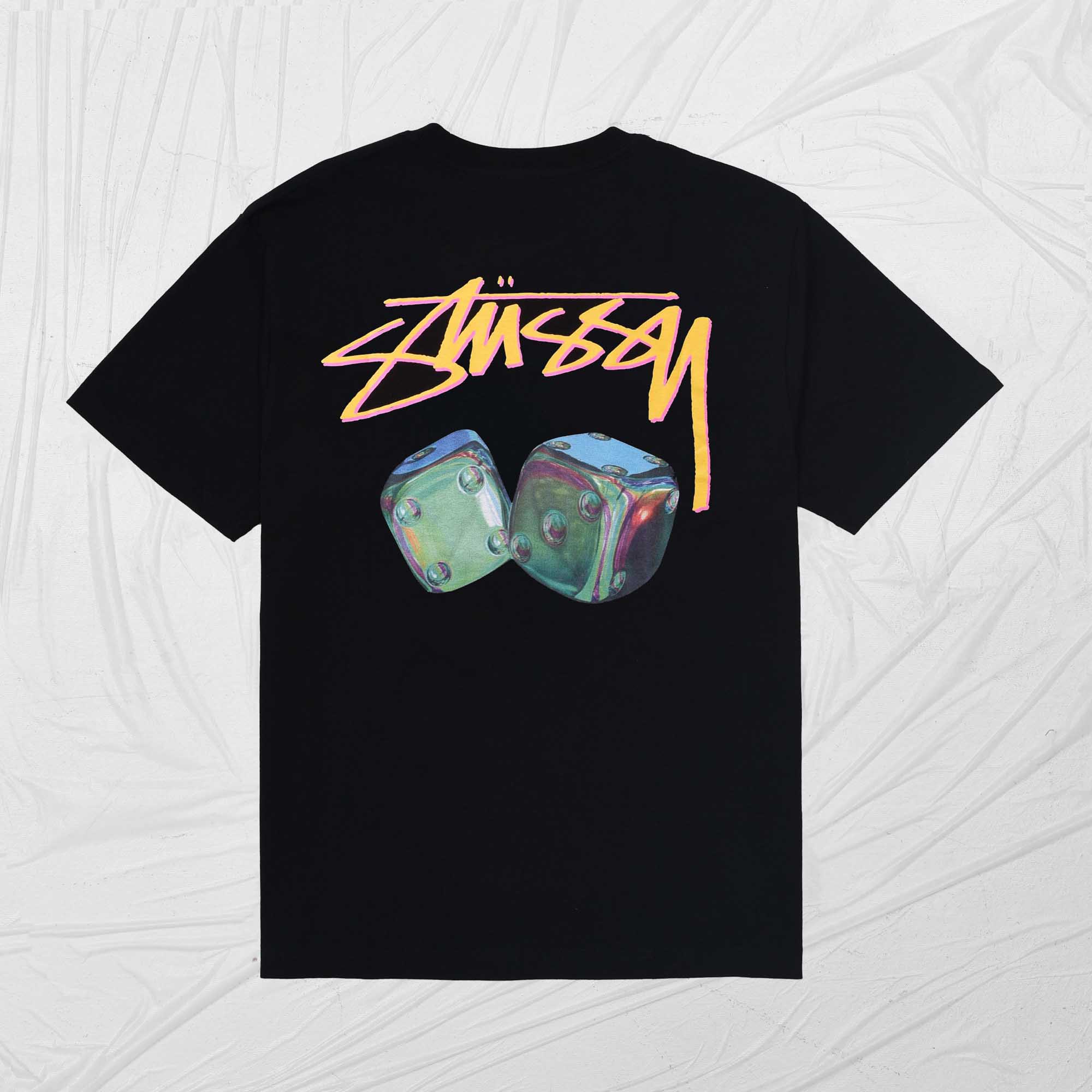 STUSSY IRIDESCENT DICE TEE - BLACK