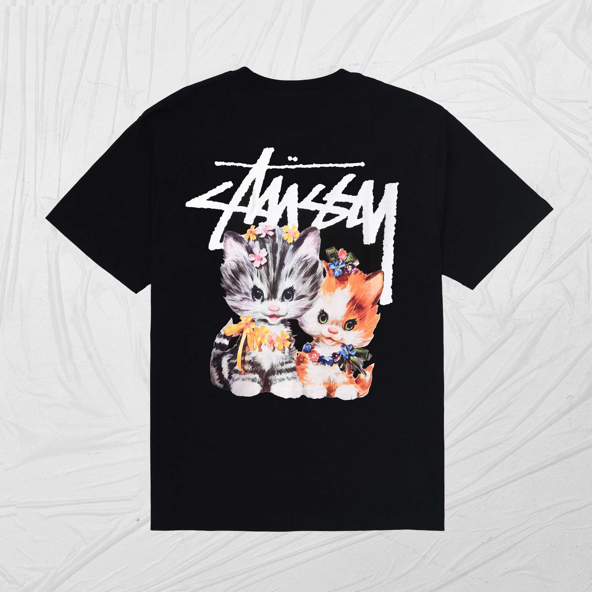 STUSSY KITTENS TEE - BLACK