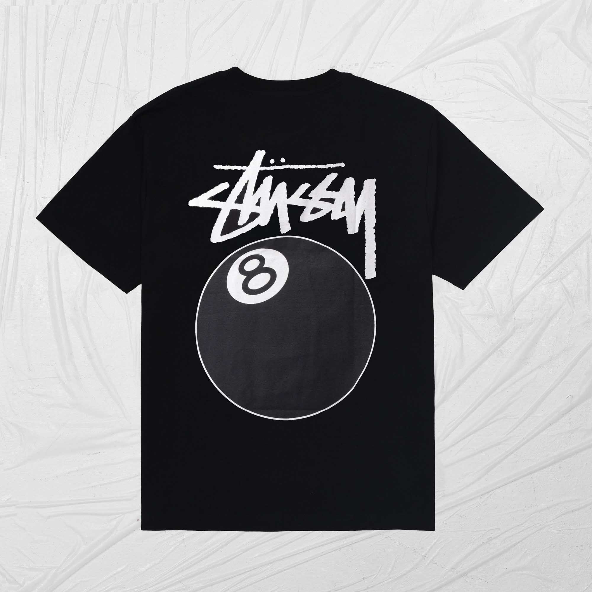 STUSSY 8BALL DYED TEE - BLACK