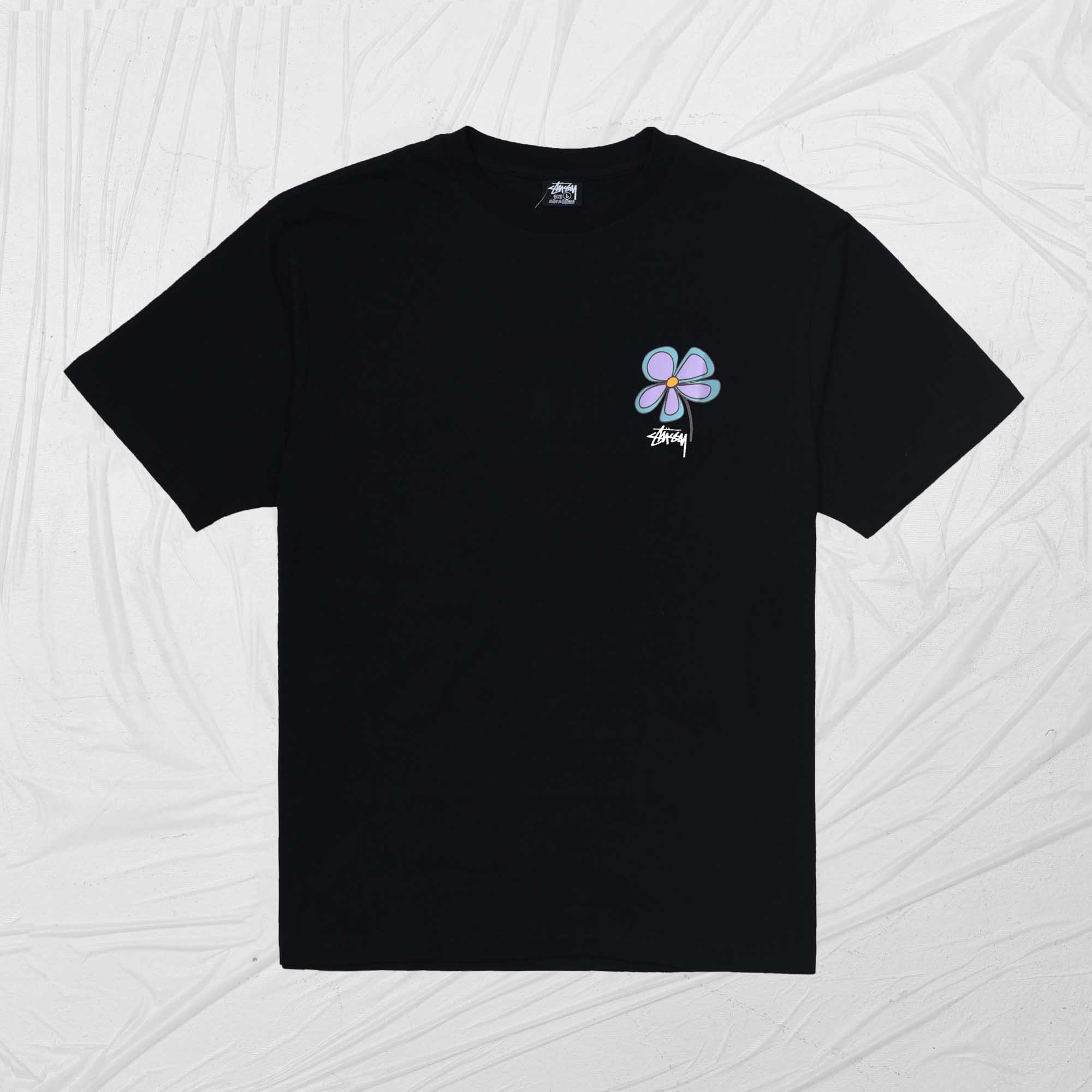 STUSSY FLOWER TEE - BLACK