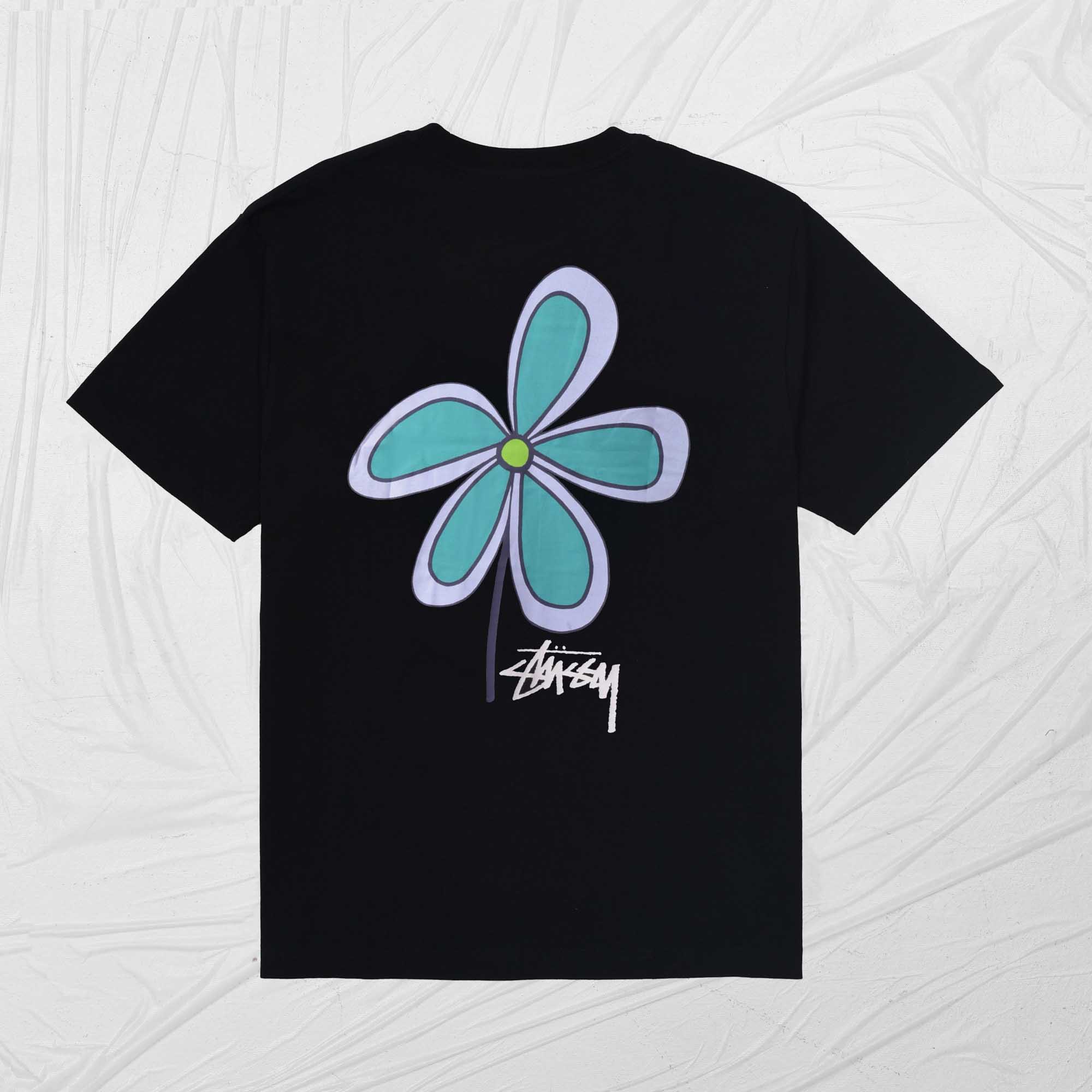 STUSSY FLOWER TEE - BLACK