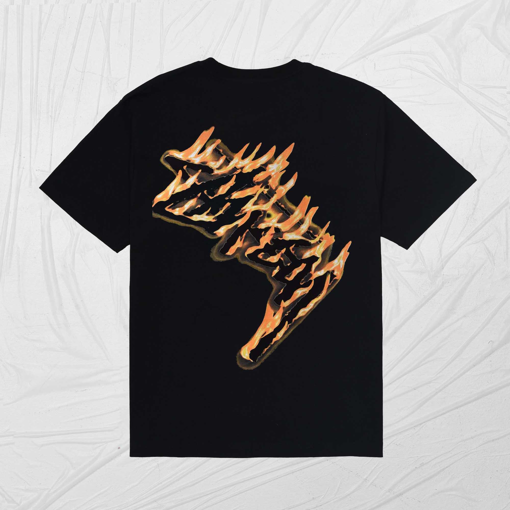 STUSSY BURNING STOCK TEE - BLACK