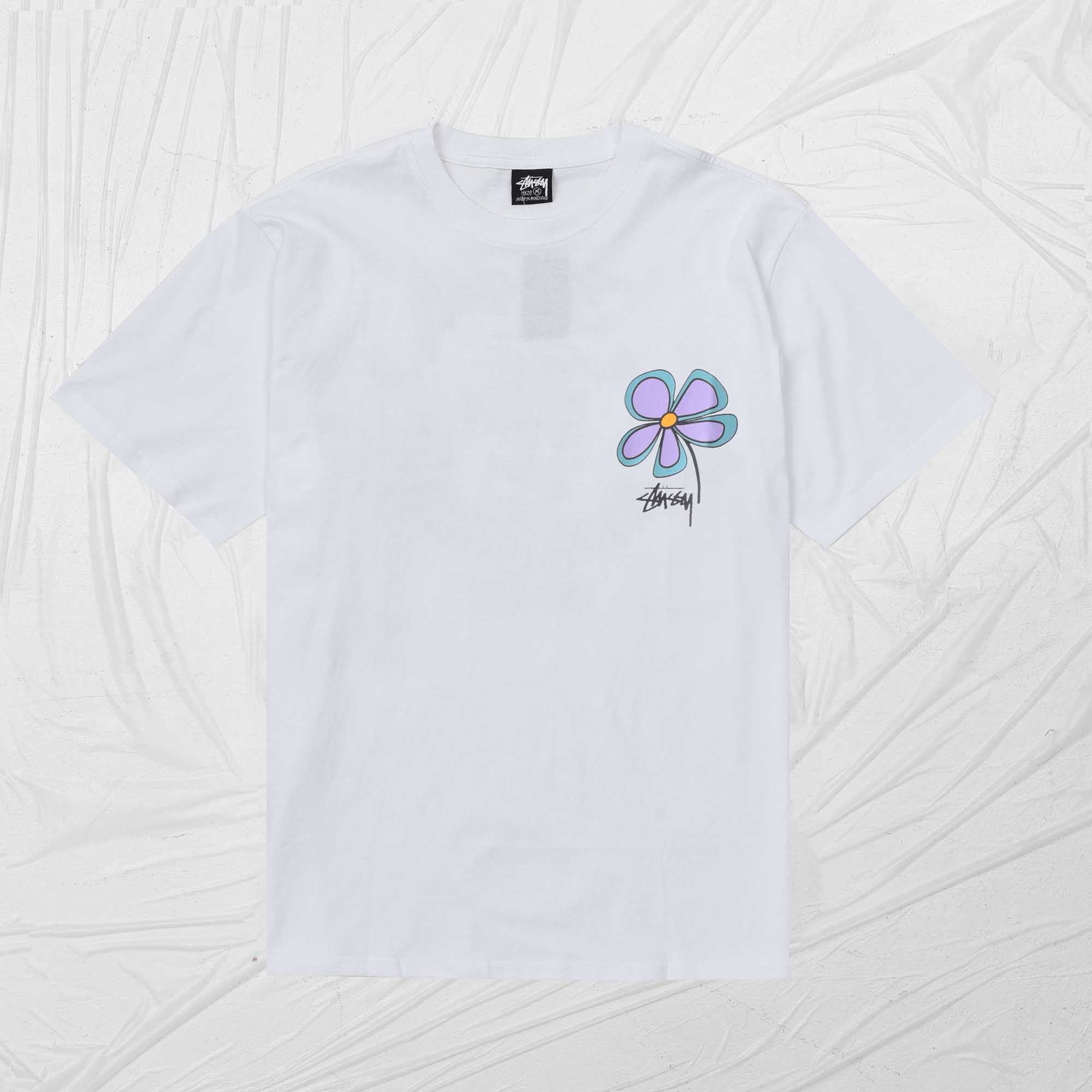 STUSSY FLOWER TEE - WHITE