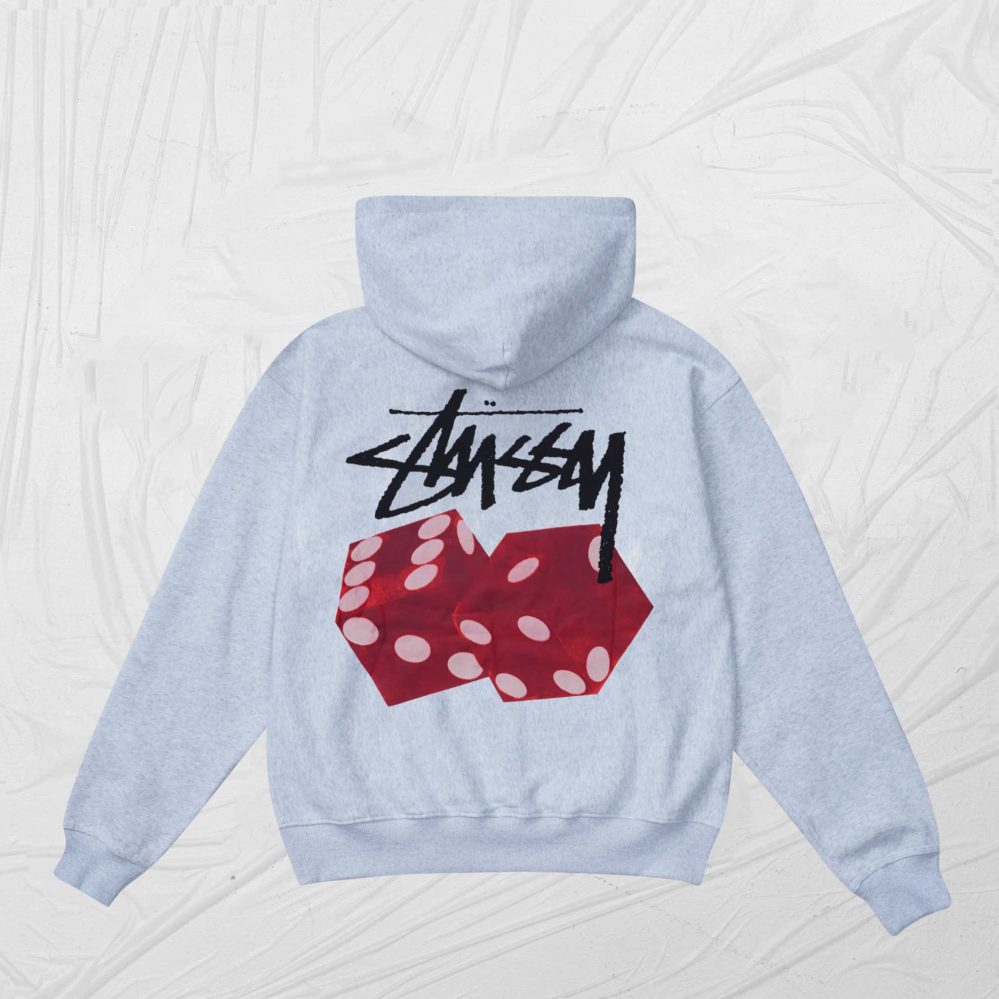 STUSSY DICED OUT HOODIE - ASH HEATHER