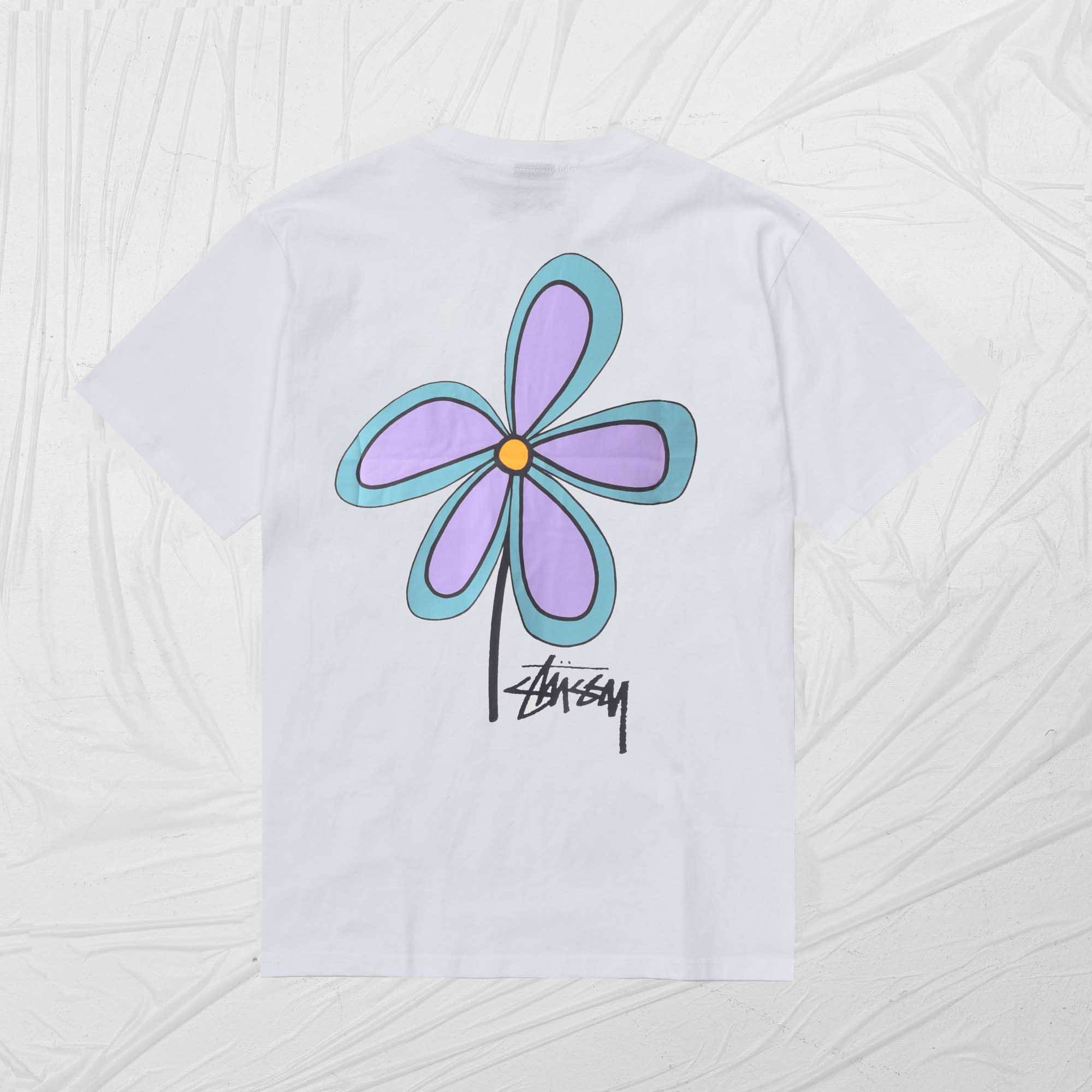 STUSSY FLOWER TEE - WHITE