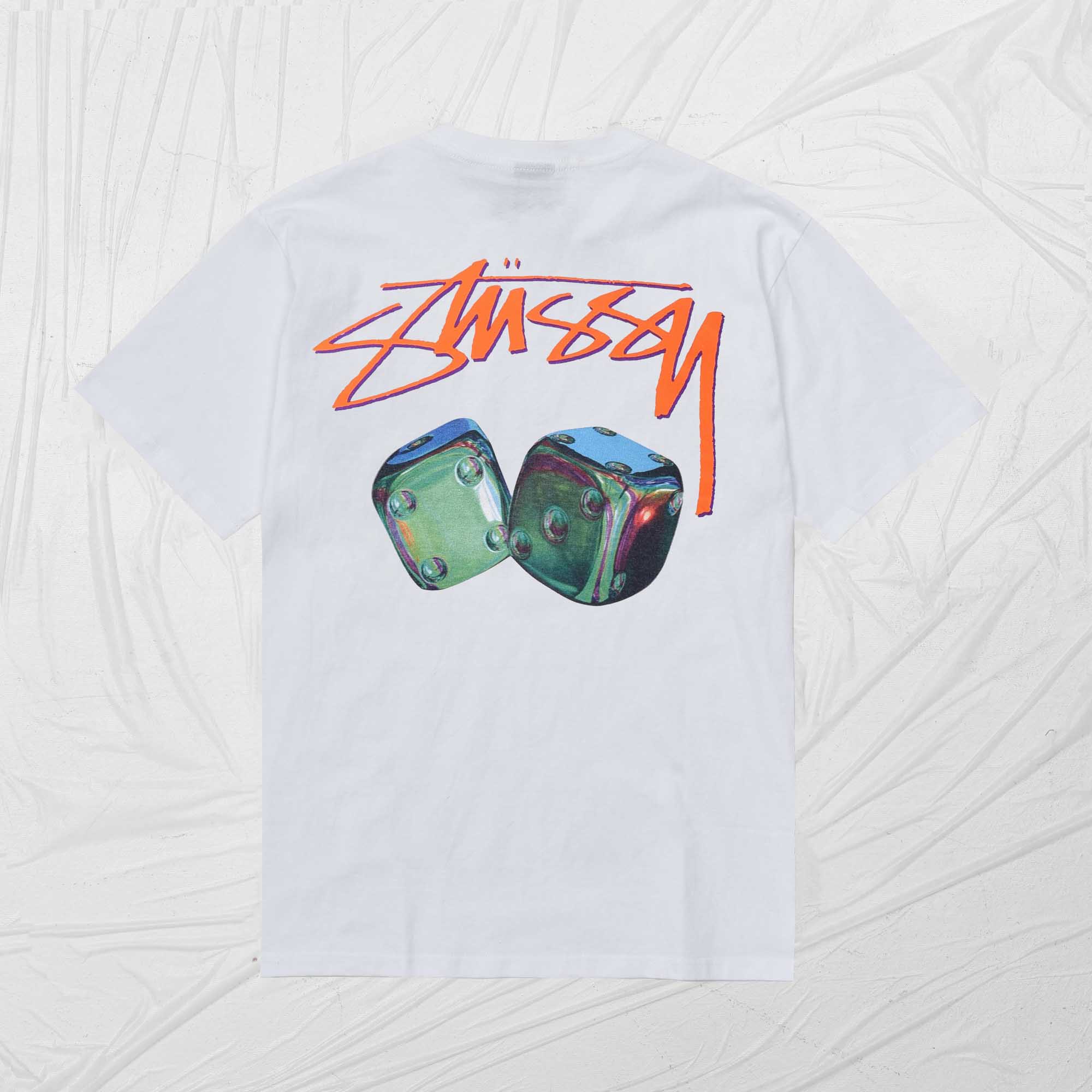 STUSSY IRIDESCENT DICE TEE - WHITE