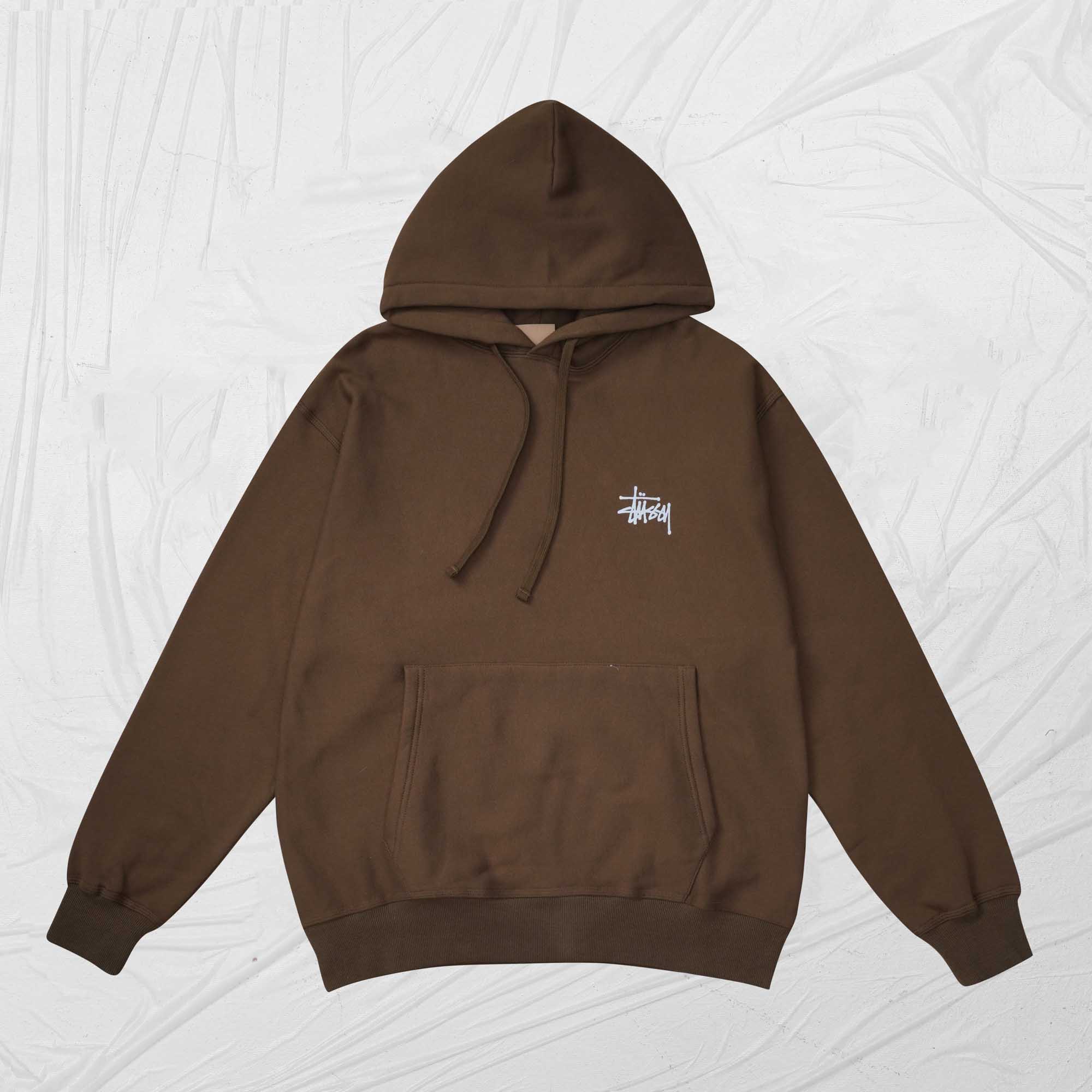 STUSSY BASIC HOODIE - BROWN