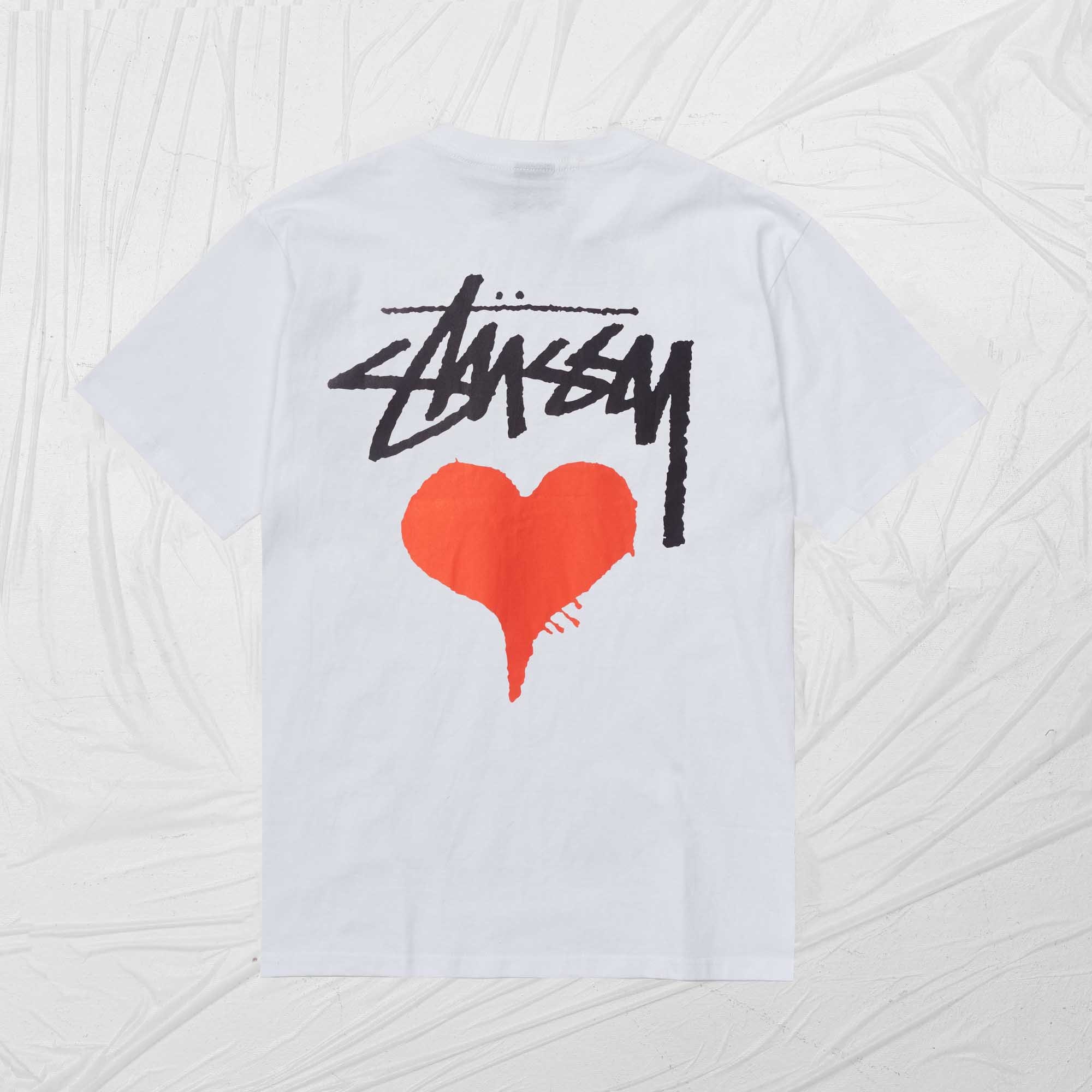 STUSSY STOCK HEART TEE - WHITE