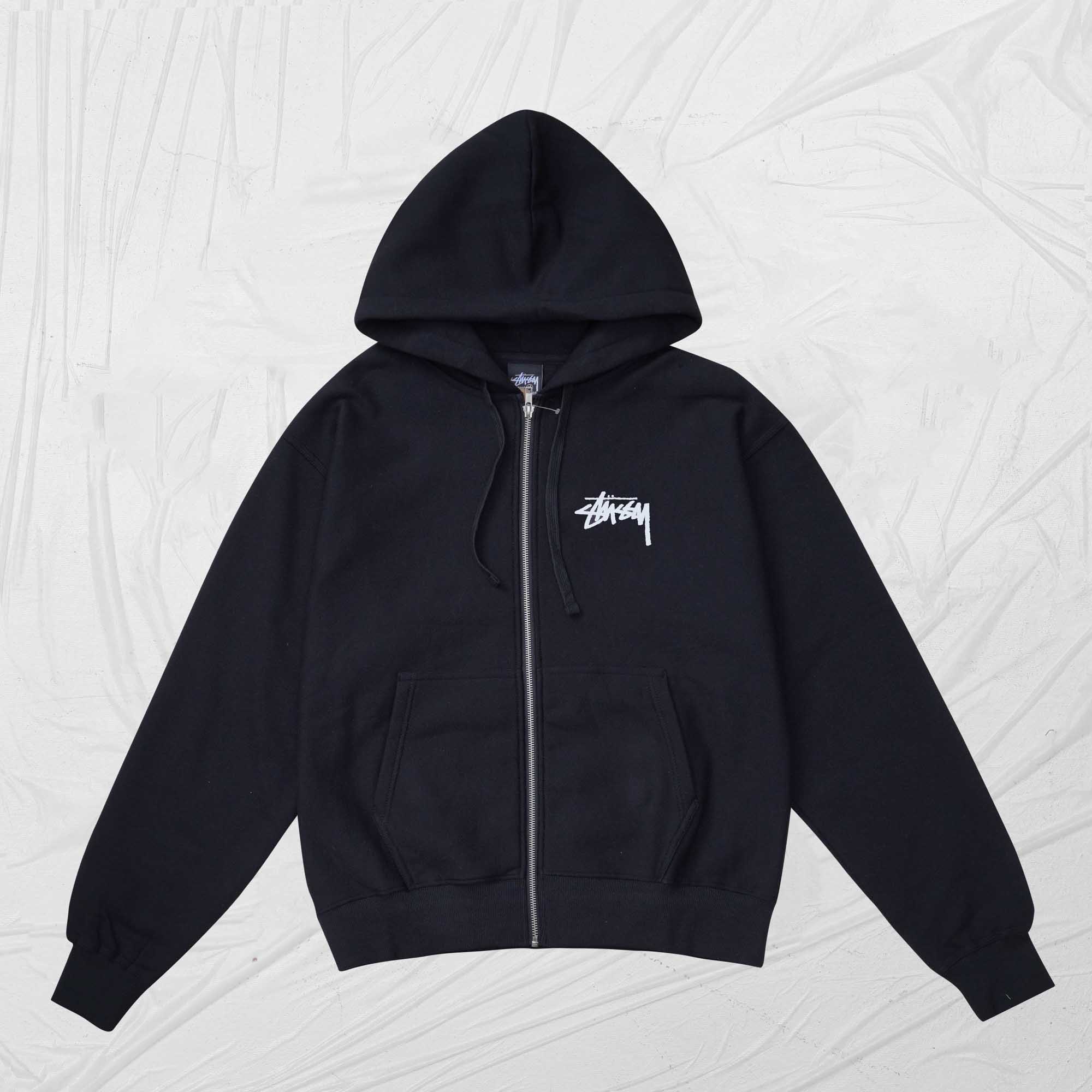 STUSSY SHATTERED ZIP HOODIE - BLACK