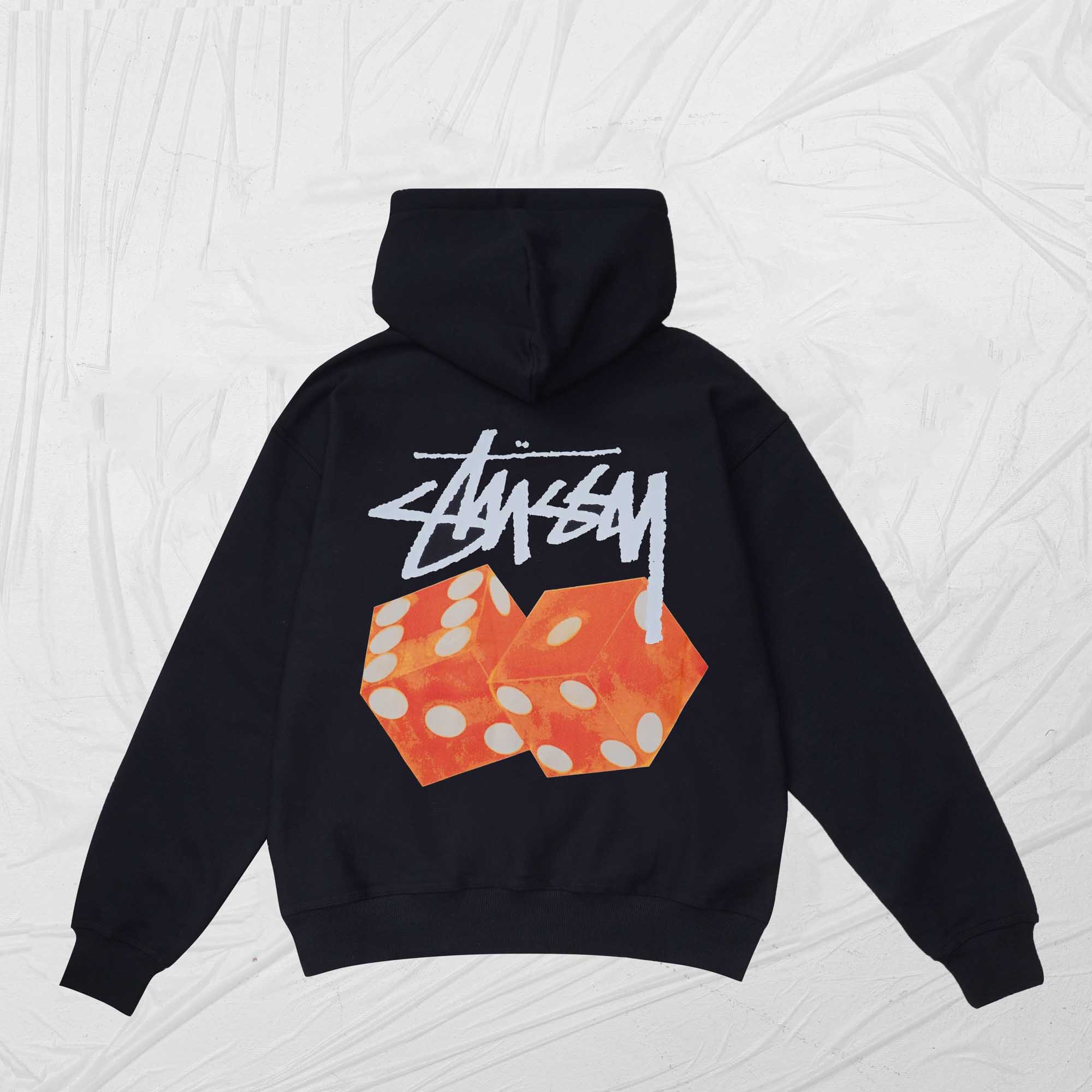 STUSSY DICED OUT HOODIE - BLACK