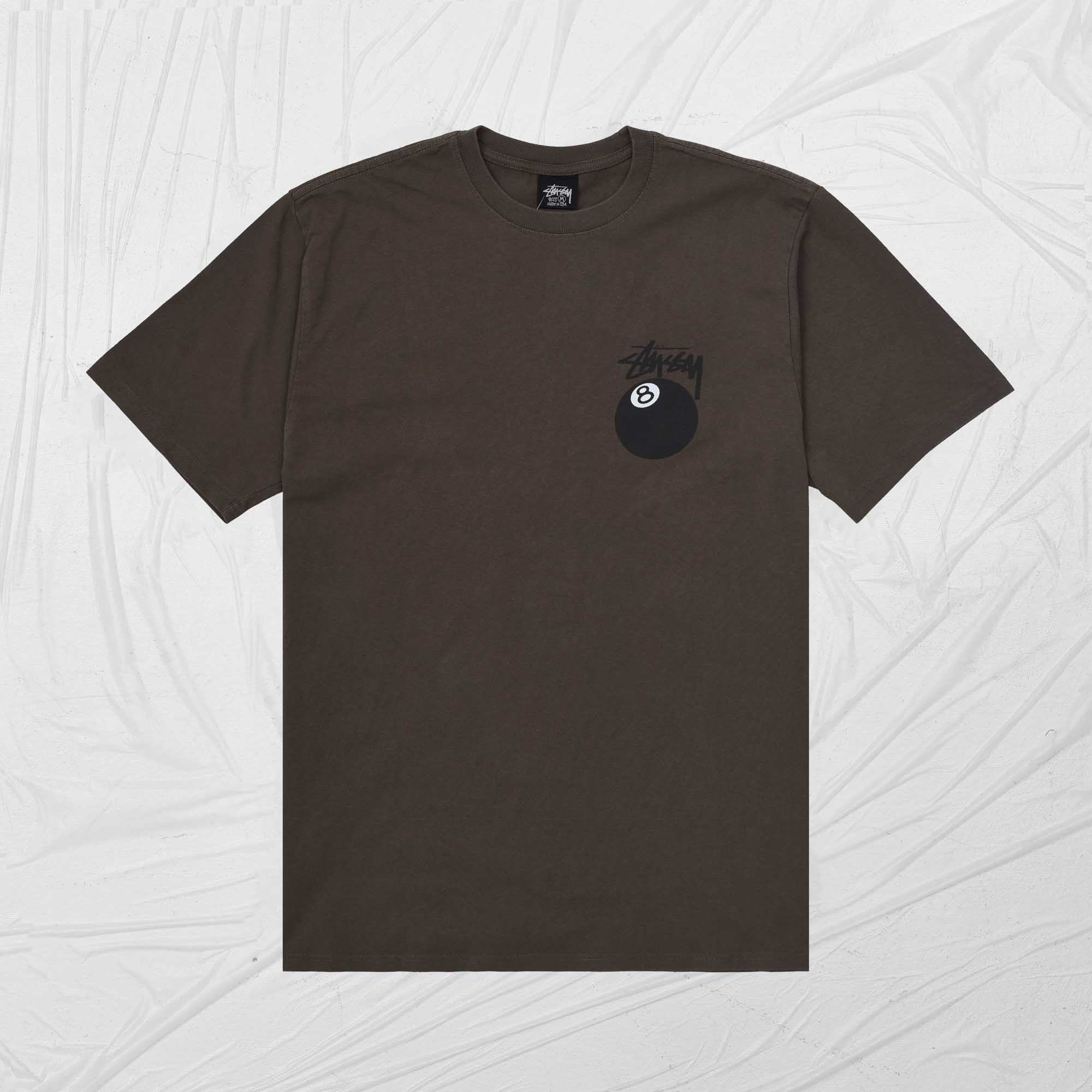 STUSSY 8BALL DYED TEE - COFFEE