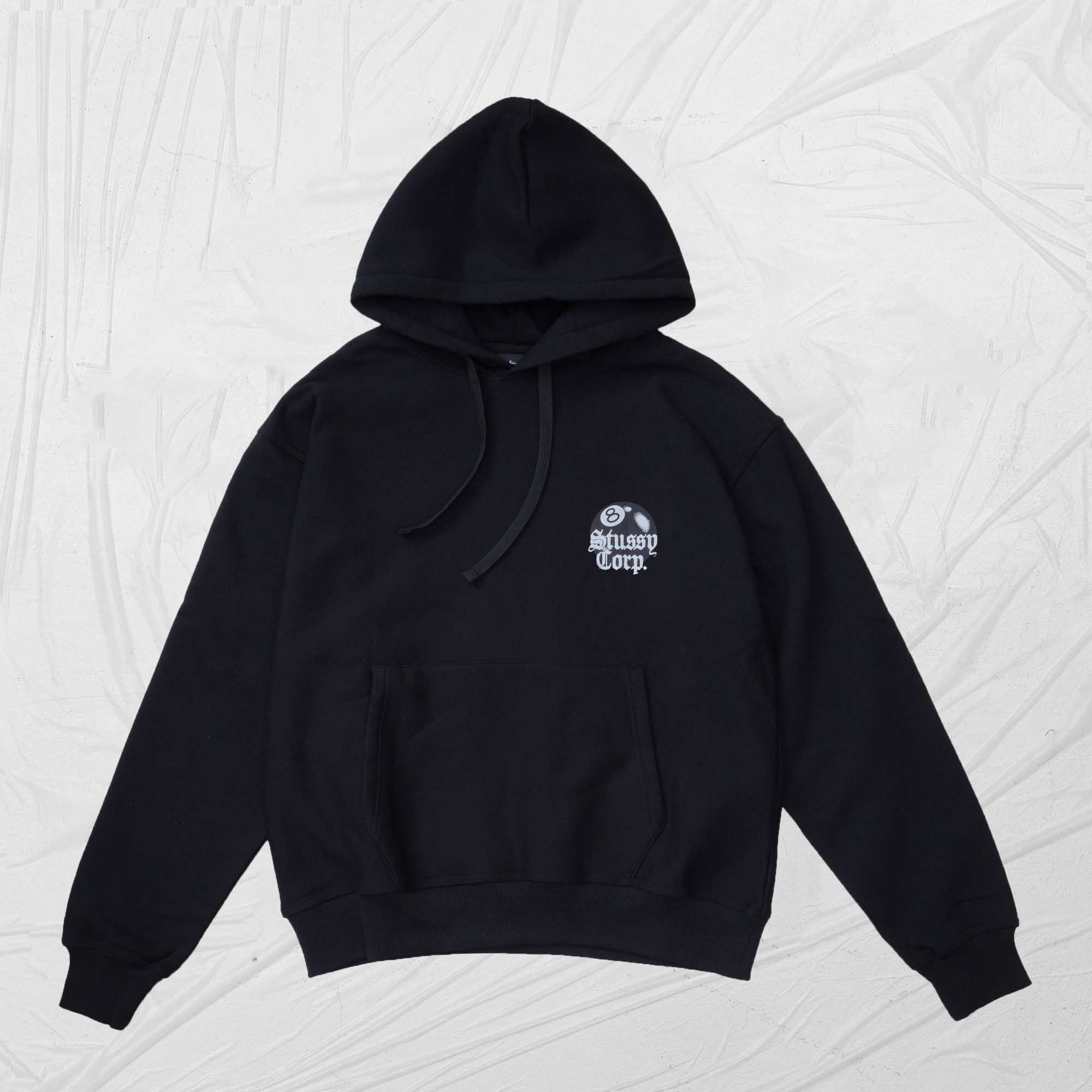 STUSSY 8BALL CORP HOODIE - BLACK