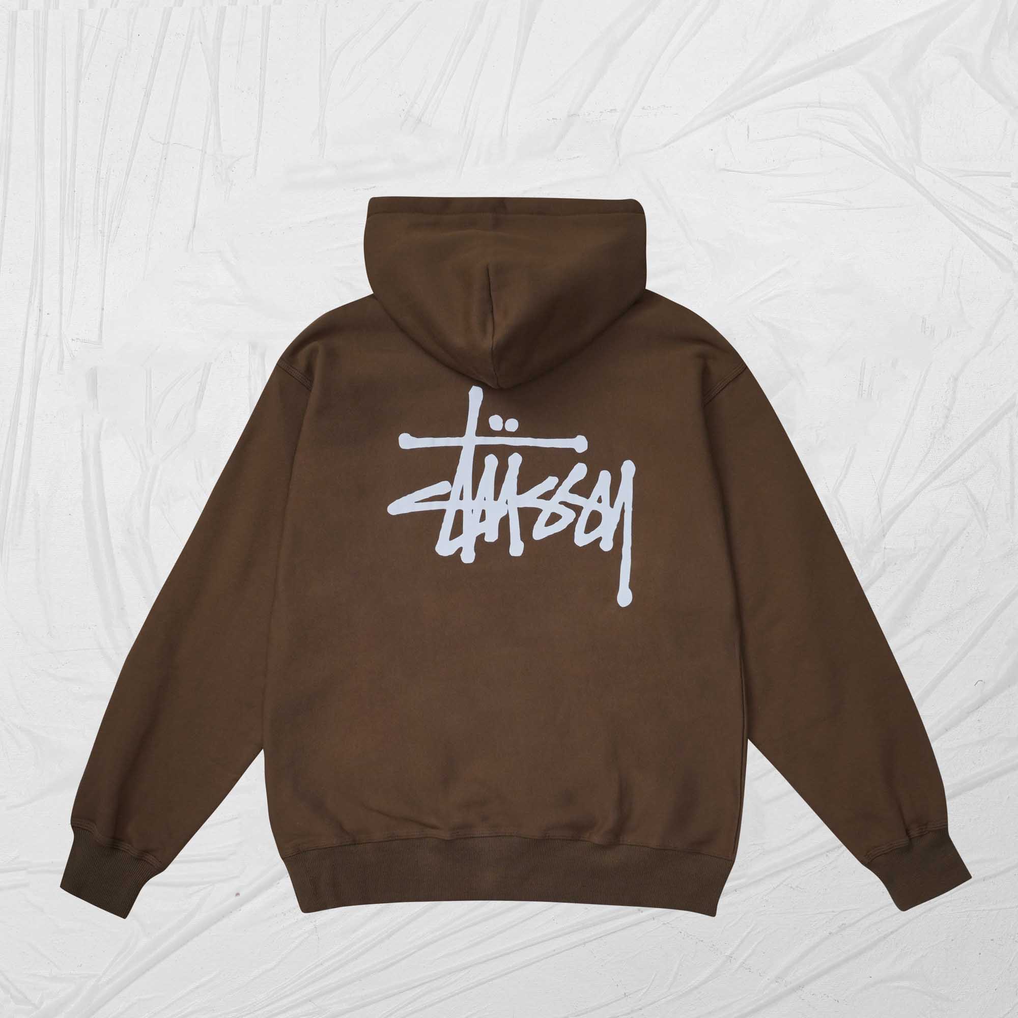 STUSSY BASIC HOODIE - BROWN