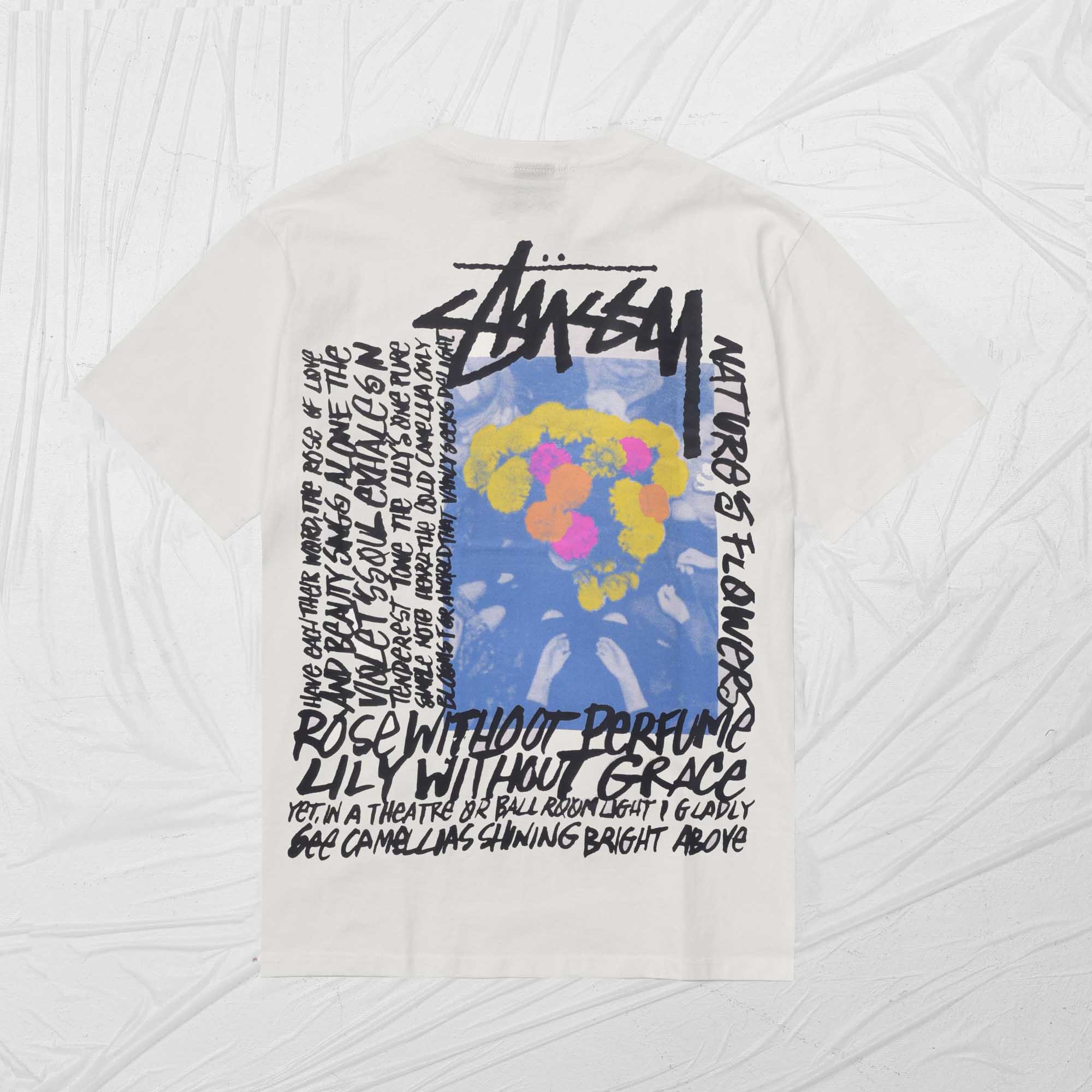 STUSSY CAMELLIAS DYED TEE - NATURAL