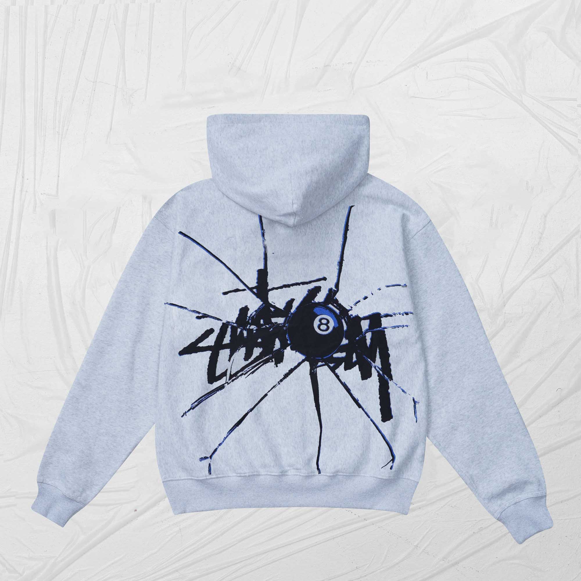 STUSSY SHATTERED ZIP HOODIE - ASH HEATHER