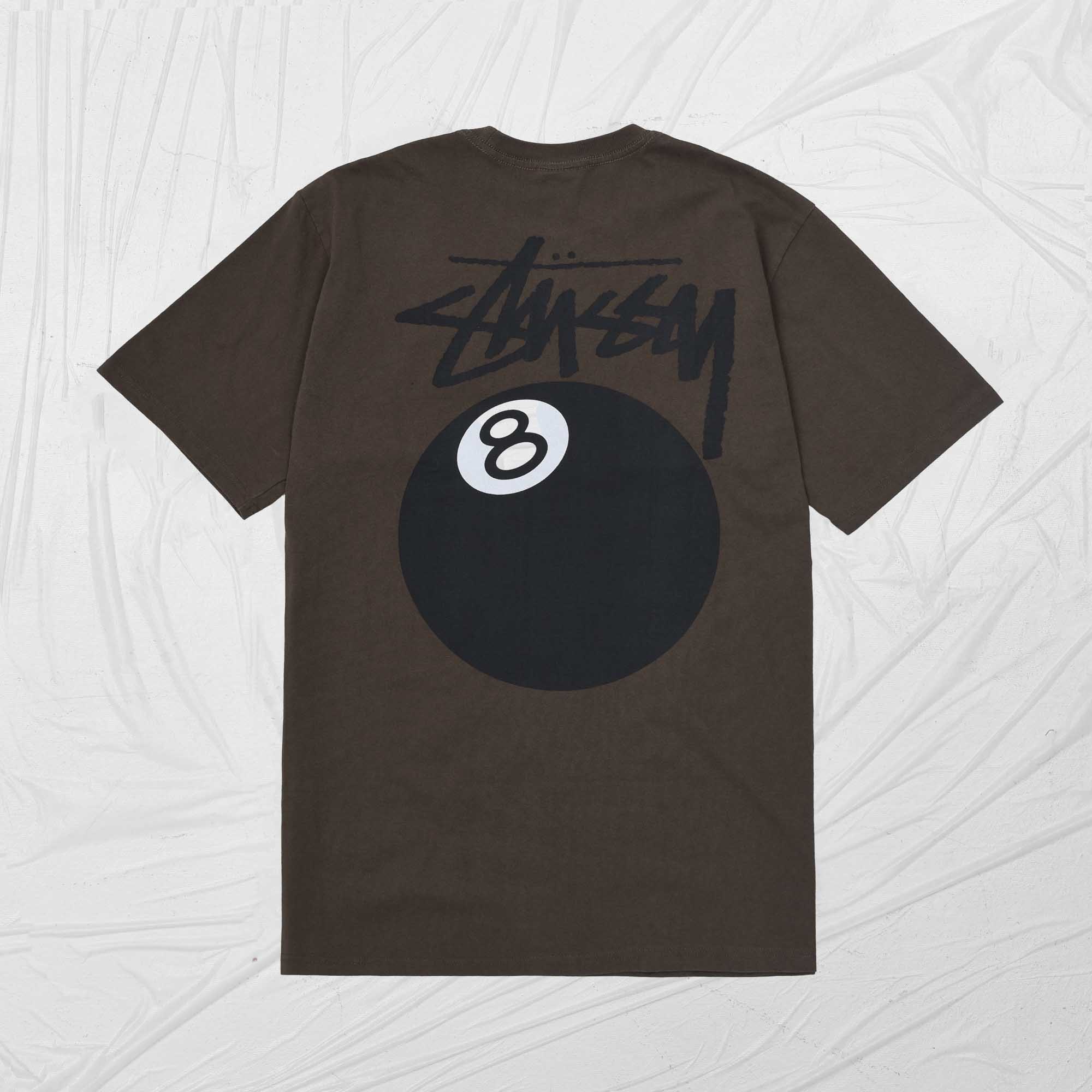 STUSSY 8BALL DYED TEE - COFFEE