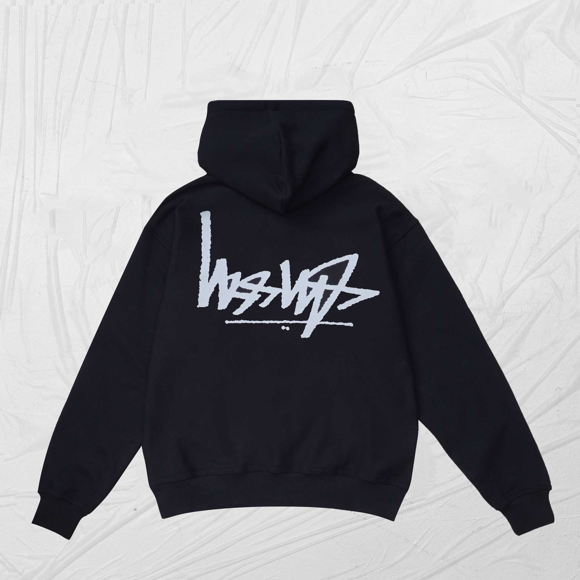 STUSSY FLIPPED ZIP HOODIE - BLACK