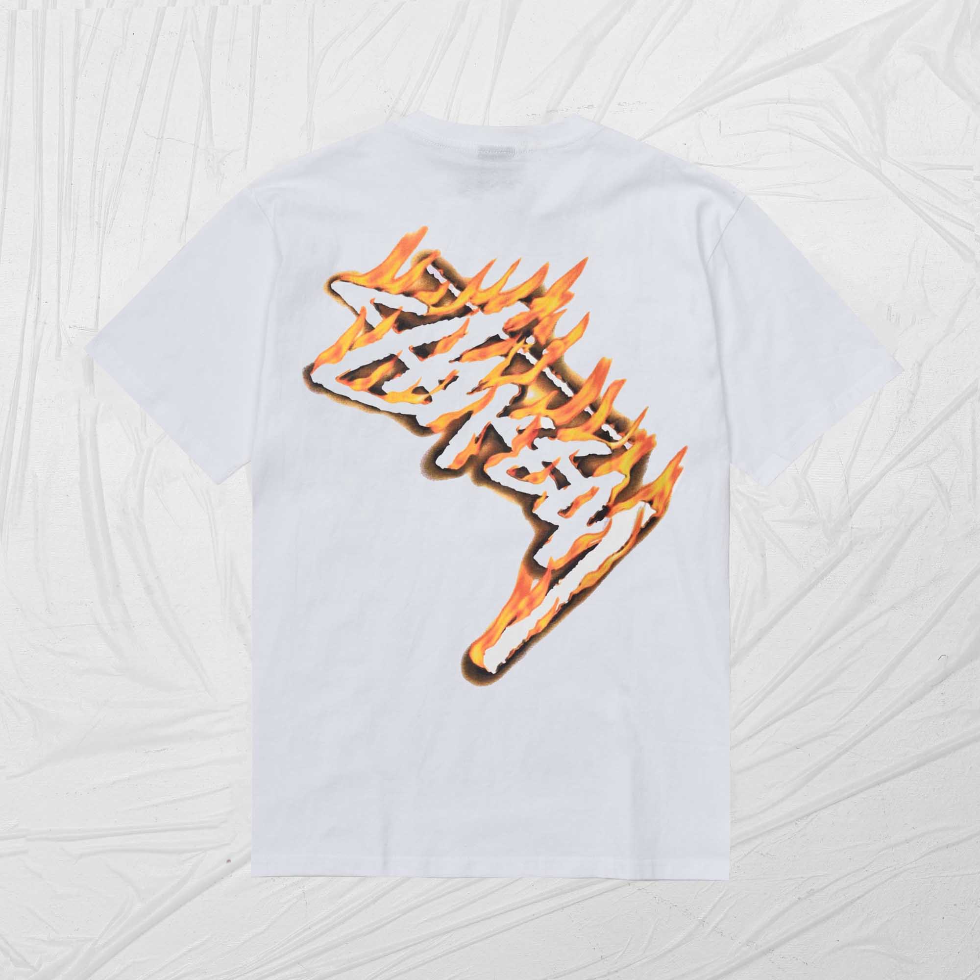 STUSSY BURNING STOCK TEE - WHITE