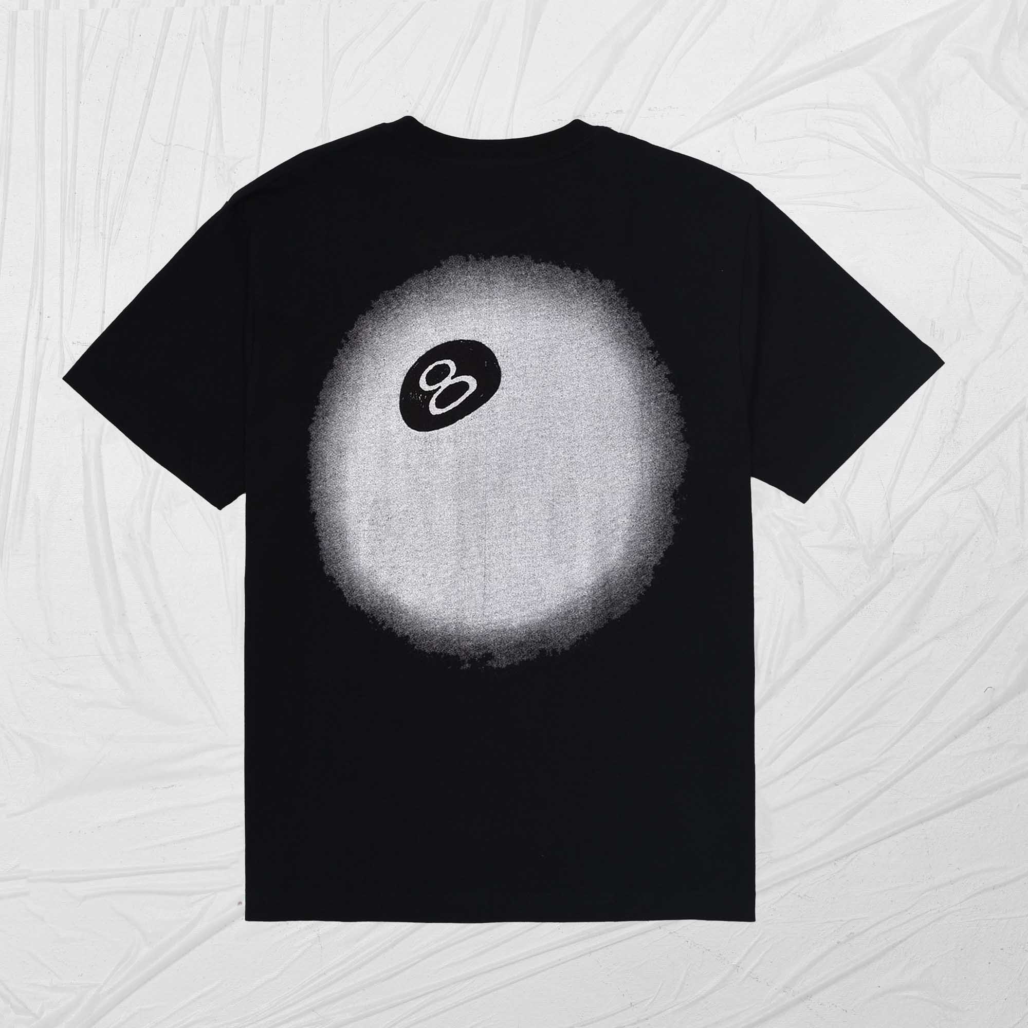 STUSSY 8BALL FADE TEE - BLACK