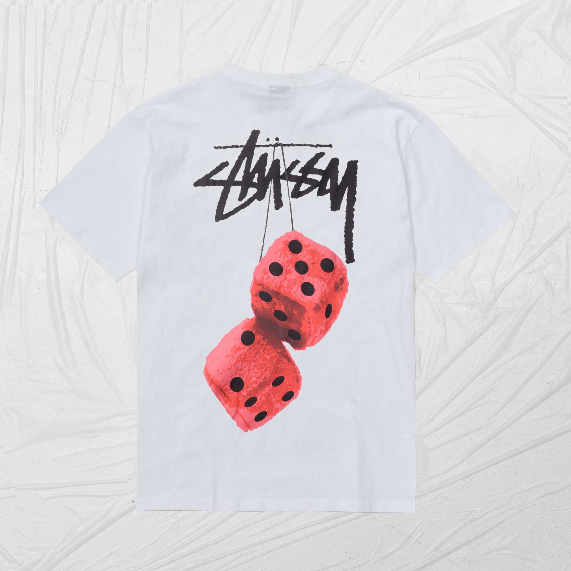 STUSSY FUZZY DICE TEE - WHITE